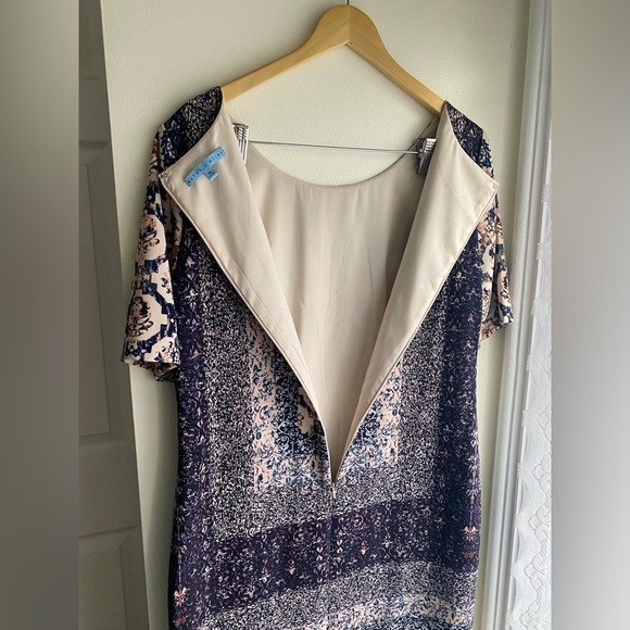 ANTONIO MELANI New Blush Pink Blue Print Sheath Dress With Sleeves Size 10 NWOT - Picture 10 of 13